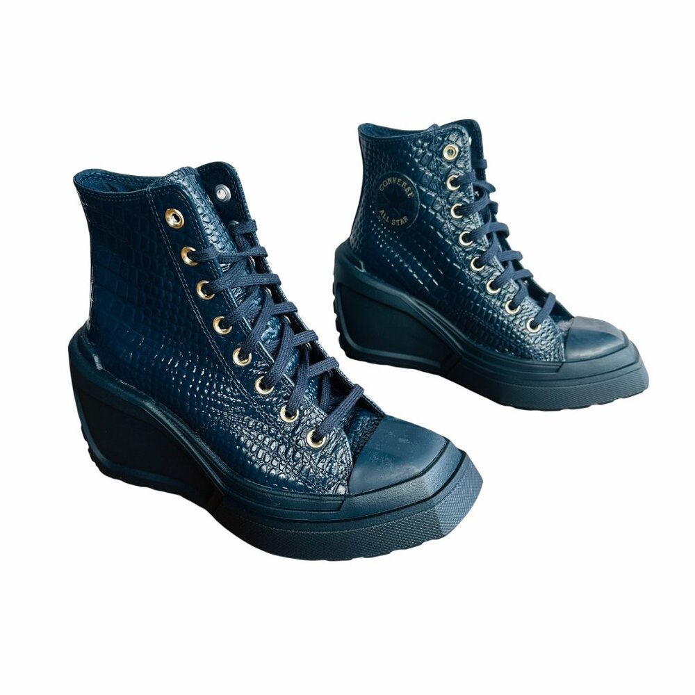 ✨Chuck 70 De Luxe Wedge Platform Croc-embossed leather Womens Shoes 9.5 A10037C - Picture 2 of 8